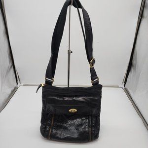 43. Fossil Black Leather Large Crossbody